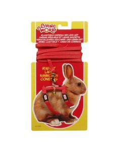 Living World Harness & Lead Set for Rabbits Red