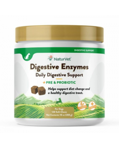 NaturVet Digestive Enzymes Plus Pre & Probiotic [120 Soft Chews]