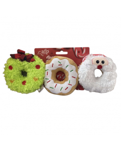 All For Paws Happy Holiday Donut Toys, 3pk