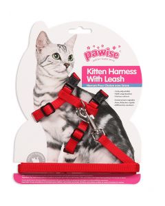 Pawise Kitten Harness With Leash, Red/Blue, Medium
