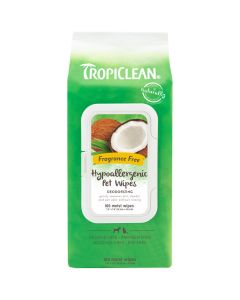 Tropiclean Fragrance Free Hypoallergenic Pet Wipes [100 Wipes]