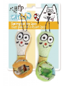 All For Paws Catoon Spring Cat Toy, 2pk