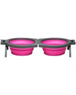 Loving Pets Bella Roma Travel Bowl Double Diner Pink [Medium]