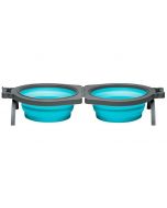 Loving Pets Bella Roma Travel Bowl Double Diner Blue [Small]