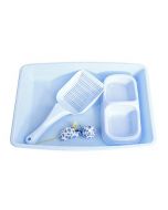 Pawise Kitty Litter Box Starter Kit, 4pcs, Blue, 10.6x14.3"