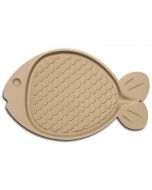 Loving Pets Bella Spill-Proof Cat Mat Fish Shaped Tan