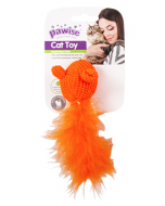 Pawise Wool and Feather Mouse Cat Toy, 4.3” (Assorted)