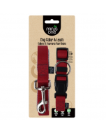 Minus One Dog Collar & Leash Red, Medium